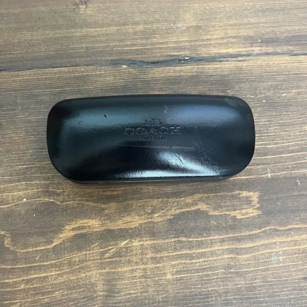 Coach New York Black Leather Hard Clamshell EyeGlass Case Holder Sunglasses